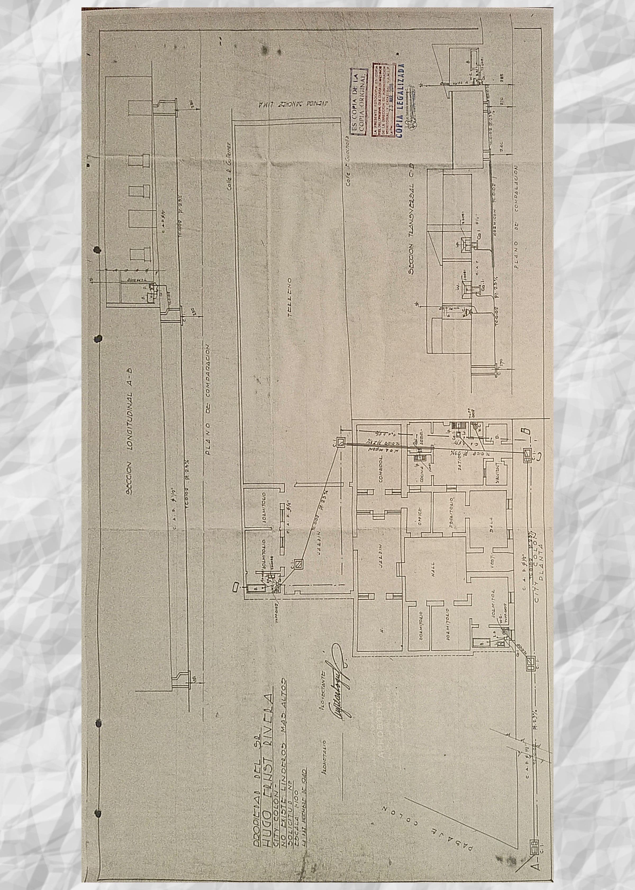 Plano arquitectónico del inmueble de 1940